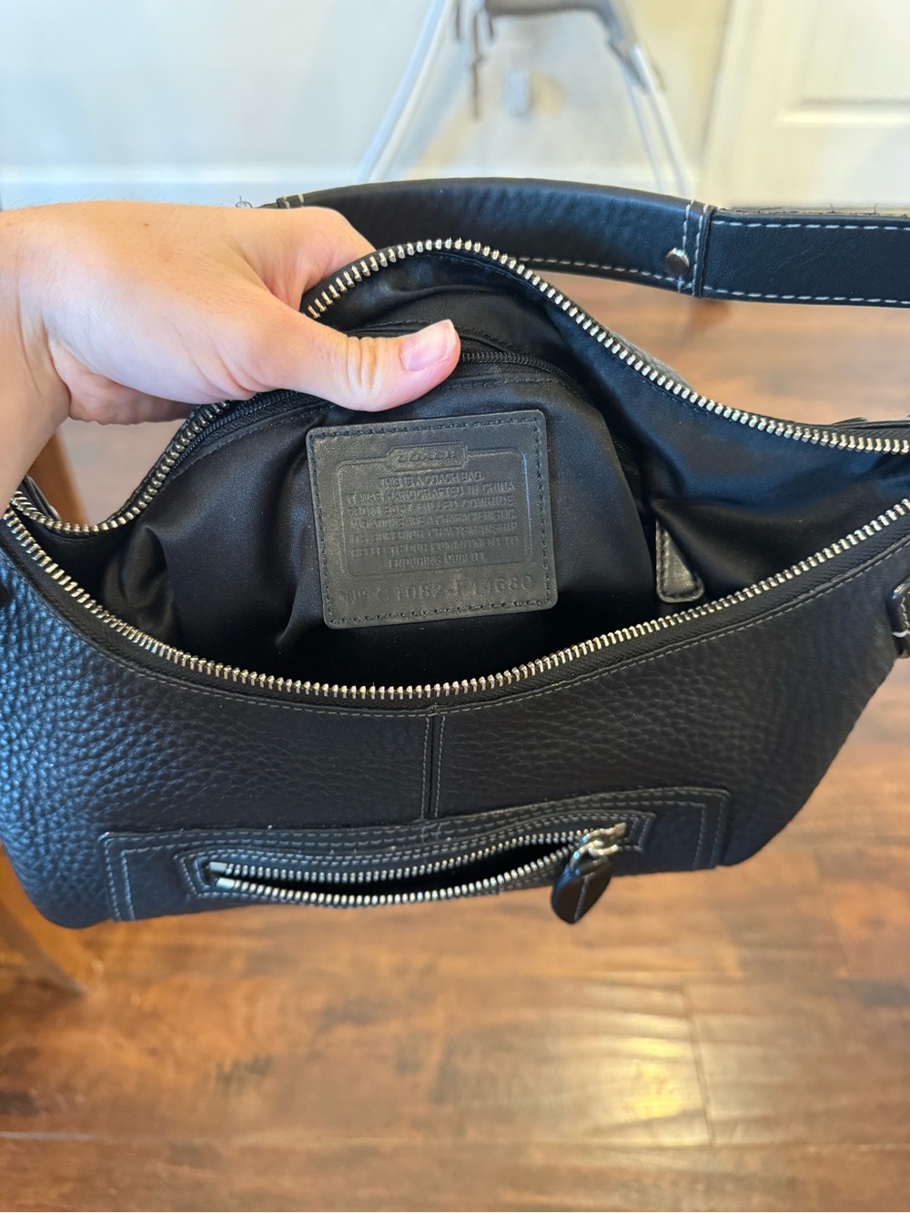 Coach Black Penelope Pebbled Leather Hobo Shoulder Bag - Picture 6 of 7